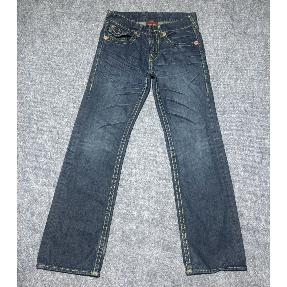 True Religion Nathan Super T Jeans Men Tag 30 Thick Stitch Fit 32x32 Dark Y2K